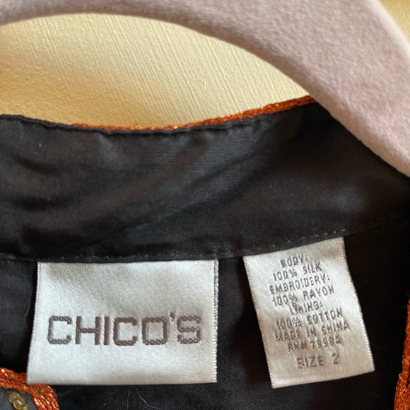 Chicos Embroidered Silk Jacket - Picture 3 of 9